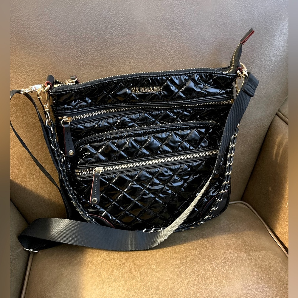 MZ Wallace Black Lacquer Downtown Crosby.